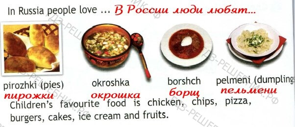 Pie перевод с английского на русский. Typical Russian food 2 класс. Проект по английскому 2 класс типичная русская еда. Typical Russian food Spotlight 2. Children's favourite food is Chicken Chips pizza Burgers Cakes Ice Cream and Fruits перевод.