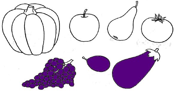 4. Какие из этих предметов могут быть цвета purple? Раскрась их.
