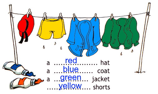 4. Раскрась одежду и впиши соответствующие цвета.