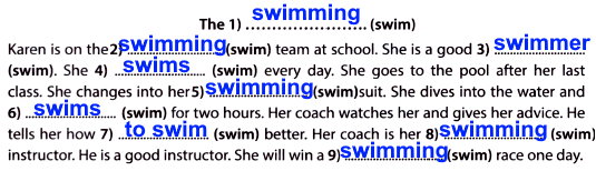Make necessary changes to use SWIM-words. What part of speech are they?